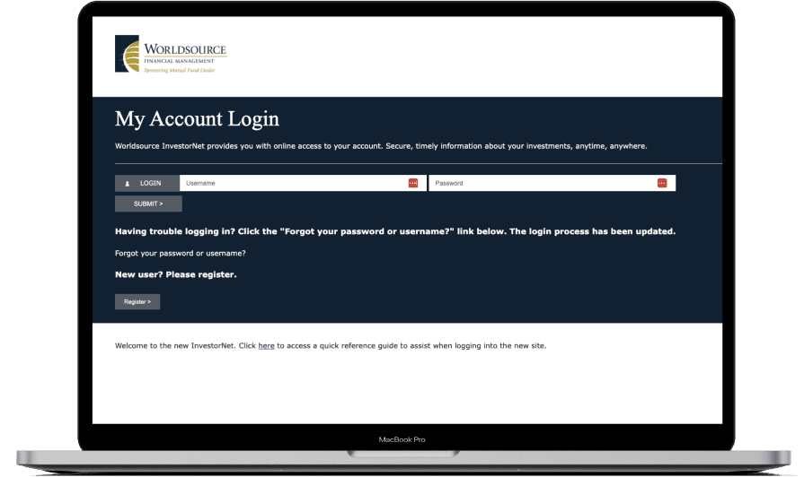 Investor portal login page