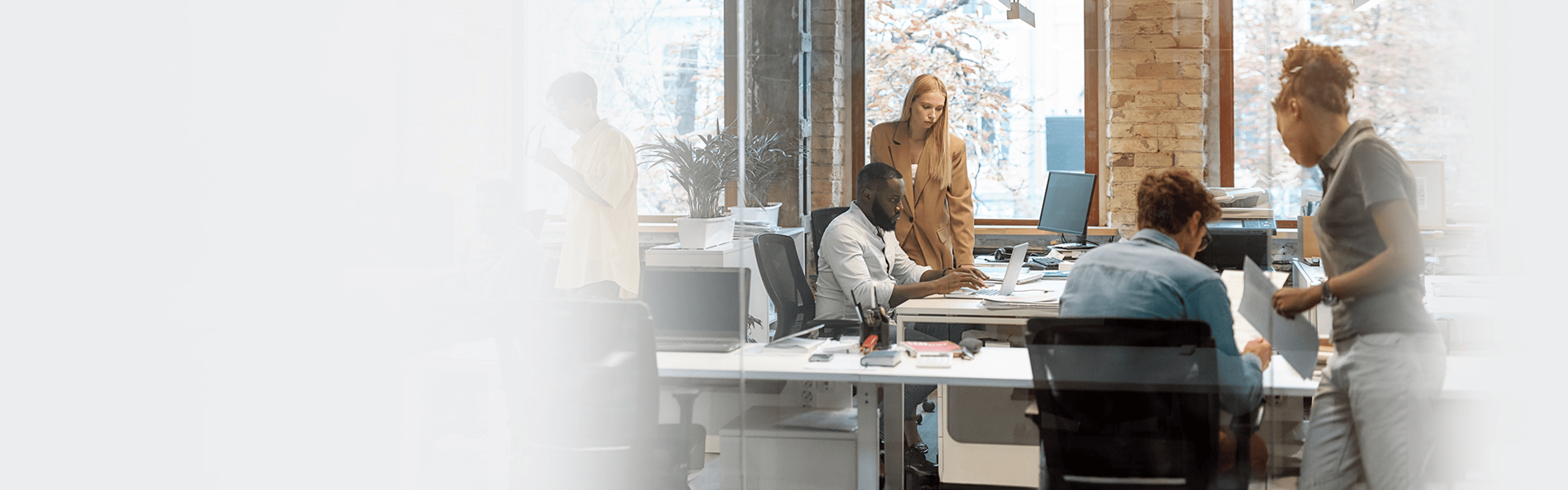 Group of young diverse business people working together in the creative office.